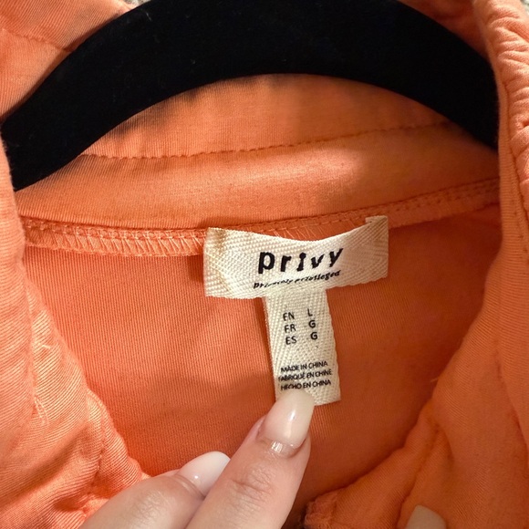 Privy Orange Mini Dress Cinched Waist with Black Ties L - Picture 4 of 8